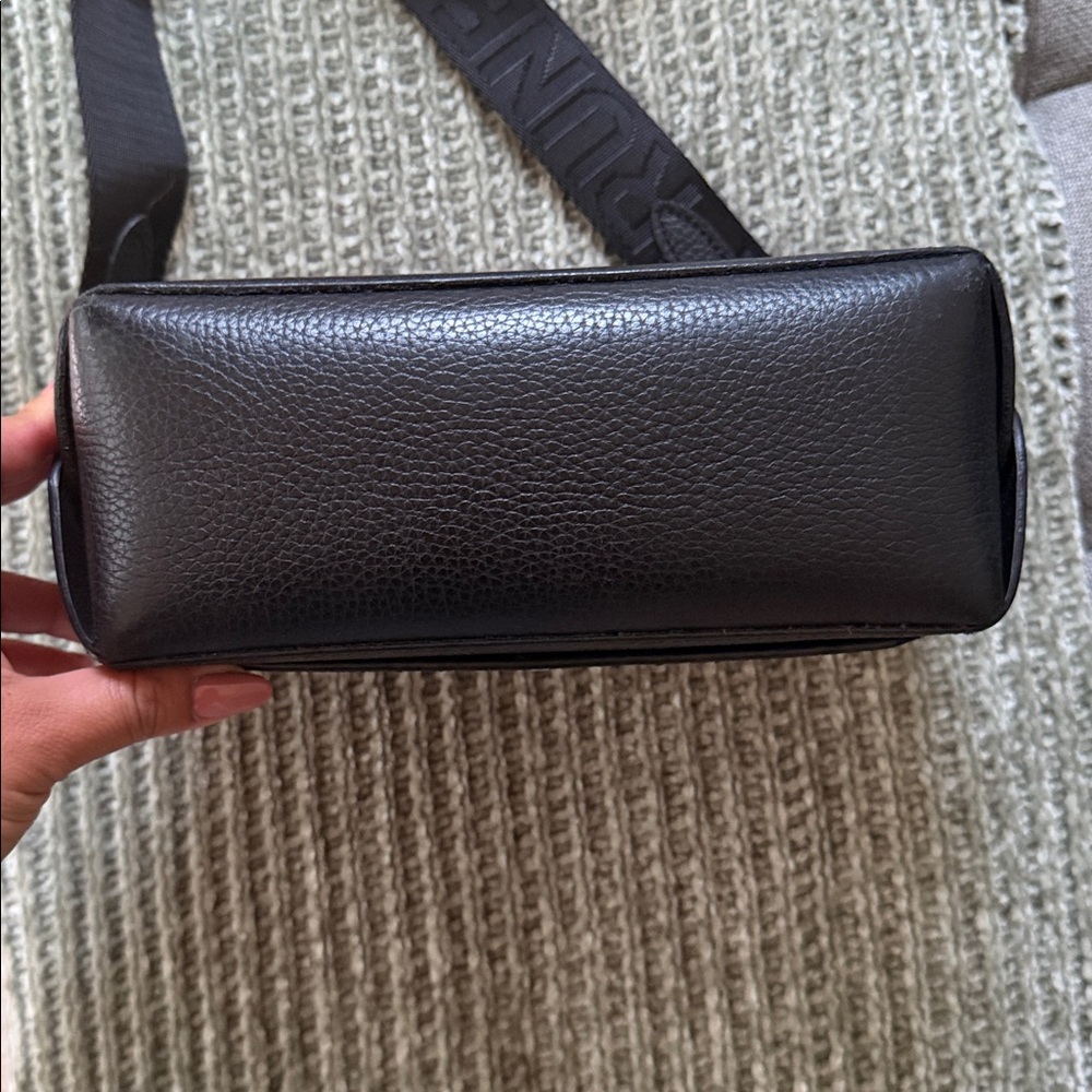 Prune Black Pebbled Crossbody Bag with Logo Strap - Picture 7 of 9
